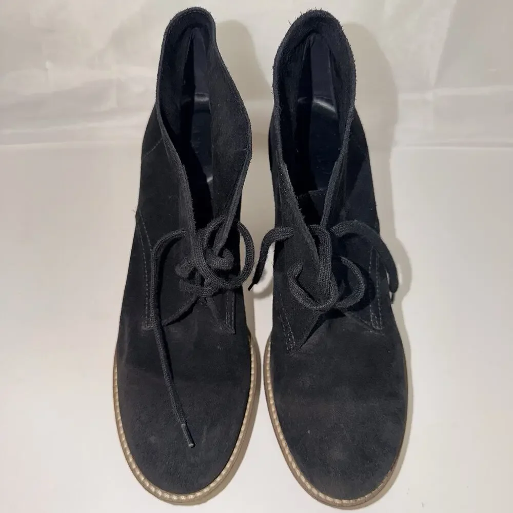 J.Crew Black Suede Lace-Up Block Heel Ankle Booties Sz 10 Chukka Desert Boot JB2